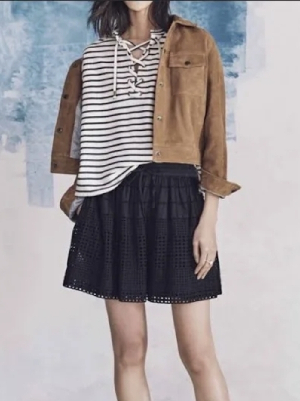 Madewell Black Eyelet Beach House Mini Skirt 100% Cotton Pockets Lined Sm NWOT
